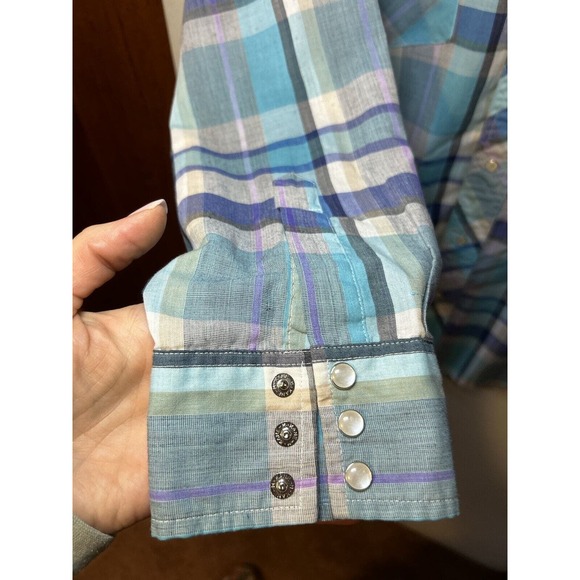 Vintage Wrangler Cowboy Cut X-Long Tails Snap Plaid Size 16.5x33Regular Fit - Picture 4 of 7